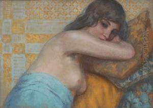 Jeune Fille Dans Un Interieur Orientaliste by Gustave Max Stevens
