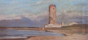 La torre rossa by Giovanni Fattori