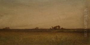 A Meadow With A Cottage In The Distance by William Stewart