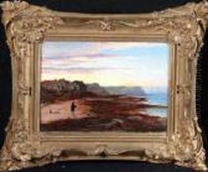 Newbiggin Sands At Sunset by George Blackie Sticks