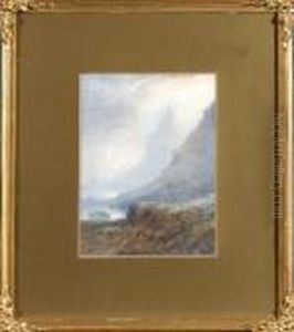 A Rocky Coast With A Sailing Ship Aground In The Middle Distance