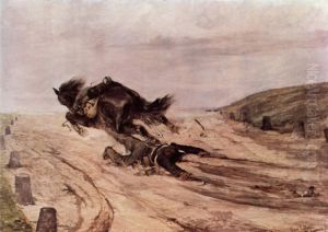 Man caught up by a stirrup by Giovanni Fattori