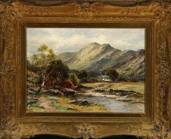 A Lakeland Landscape With Stream And Cottage - view 1