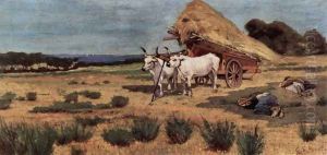 Break in Maremma with farmers and oxen driving by Giovanni Fattori