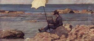 Silvestro Lega, in Riva al Mare malend by Giovanni Fattori