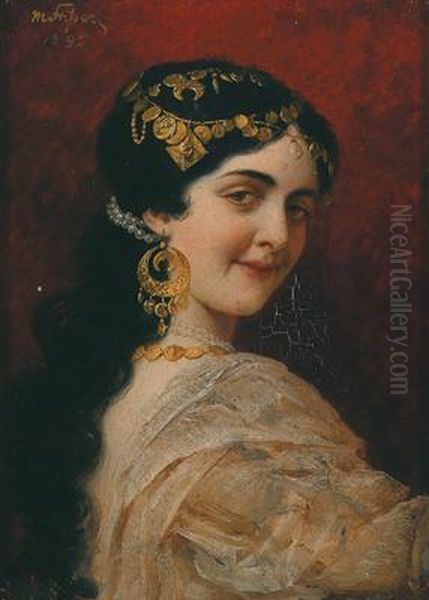 Portrait Of A Lady In Oriental Headdress - view 1