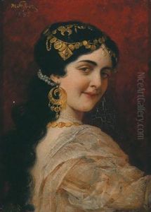 Portrait Of A Lady In Oriental Headdress