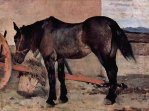 Before a horse carriage by Giovanni Fattori