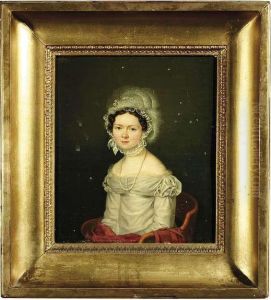 Portrait Of A Young Lady Wearing A White Dress And A Lace Cap
