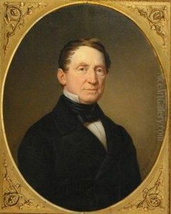 Portrait Of A Man With Standing 
Collar. Bust-length Portrait From The Right. Signed And Dated Rechts: 
Stirnbrand P. 1858 by Franz Seraph Stirnbrand