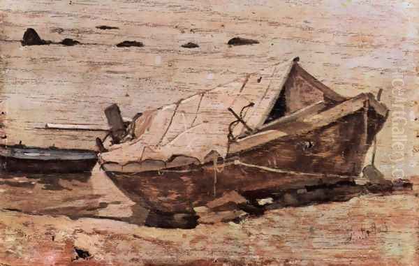 Beach with a small boat - view 1