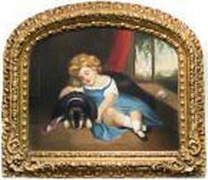 A Girl And Her Dog by Joseph Whiting Stock