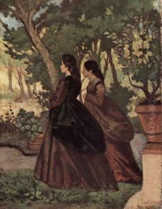 Two women in the garden of Castiglioncello by Giovanni Fattori