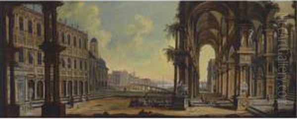 Capriccio With Architectural Ruins And A Distant View Over A Lake - view 1