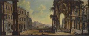 Capriccio With Architectural Ruins And A Distant View Over A Lake