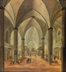 Kircheninterieur Mit Figurenstaffage.