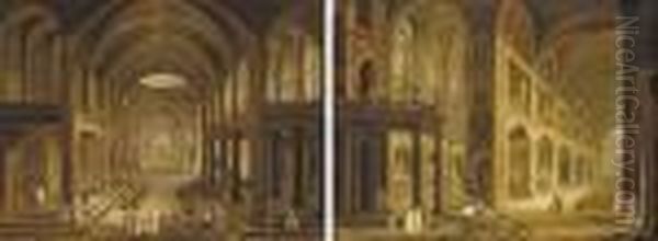 Figures In A Cathedral Interior - view 1