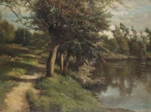 Country Road Near The Water by Ildephonse Stocquart