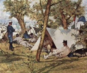 The field camp by Giovanni Fattori