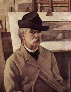Self-portrait with sixty years by Giovanni Fattori
