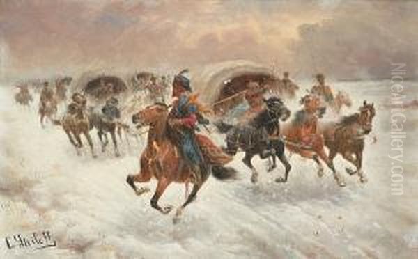 Huzzars In A Winter Landscape - view 1