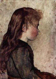 Portrait of a peasant girl in profile by Giovanni Fattori
