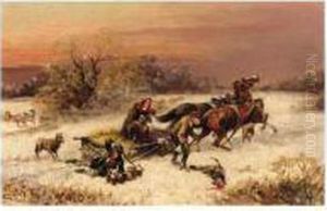 A Pair Of Hunting Scenes by Konstantin Stoilov