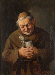 Monch Mit Bierkrug. by Carl Siegfried Stoitzner