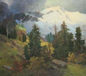 An Alpine Landscape by Konstantin Stoitzner