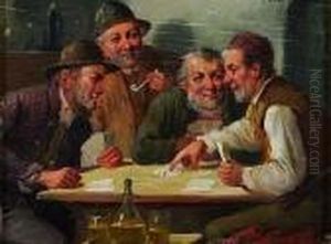 Herren Beim Kartenspiel by Konstantin Stoitzner