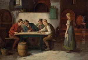 Wurfelspieler In Der Weinschenke