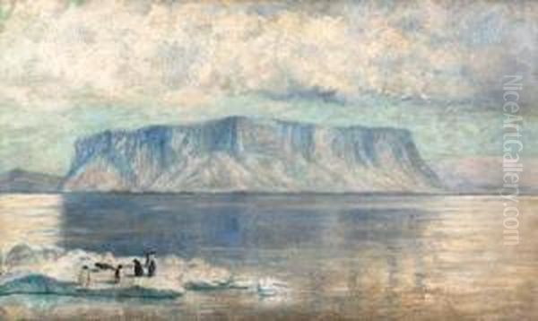 Penguins On An Ice Floe, Antarctica - view 1