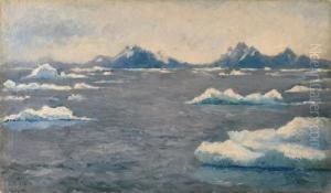 First Glimpse Of Greenland Off Fredrikshaab by Frank Wilbert Stokes