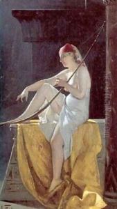 Egyptian Woman with a harp by Luis Ricardo Falero