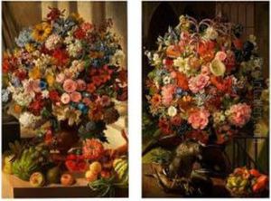 Paar Grosse Blumenstilleben by Leopold Stoll