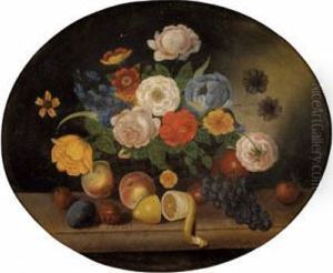 Blumenstillleben Mit Fruchten