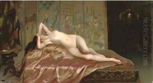 A reclining nude by Luis Ricardo Falero