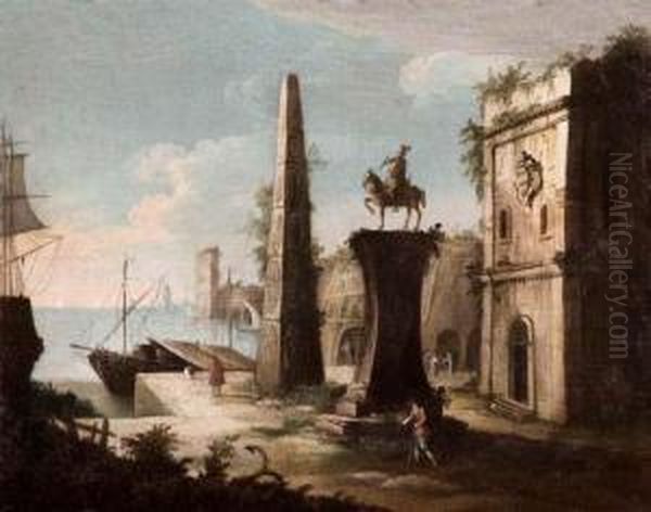 Capriccio Con Scorcio Di Laguna Veneta, Obelisco E Monumento Equestre - view 1