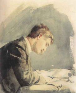 Self-Portrait at the Desk by Julian Falat
