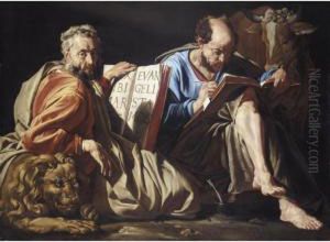 The Evangelists Saint Mark And Saint Luke by Matthias Stomer