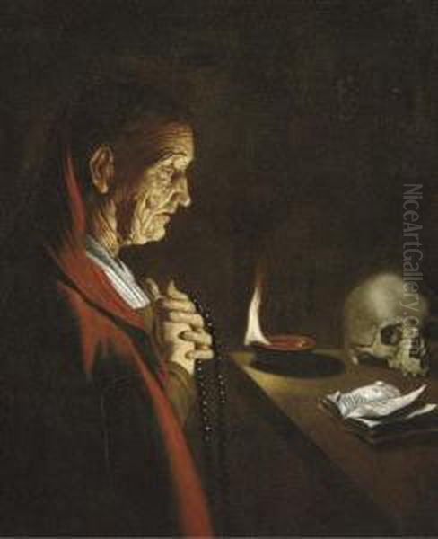 An Old Woman At Prayer - view 1