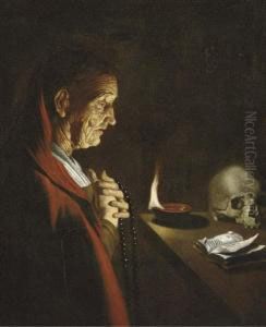 An Old Woman At Prayer by Matthias Stomer