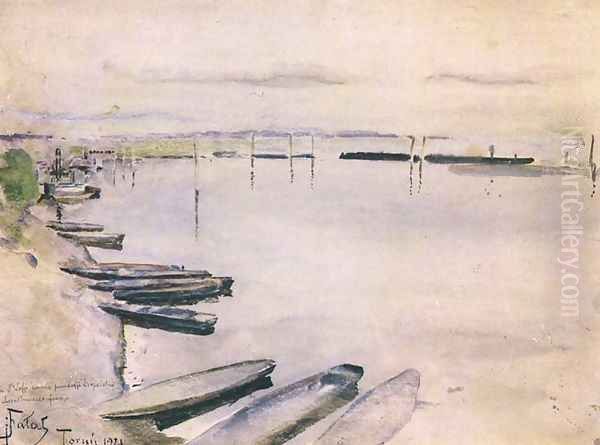 Boats on Banks of Vistula River - view 1