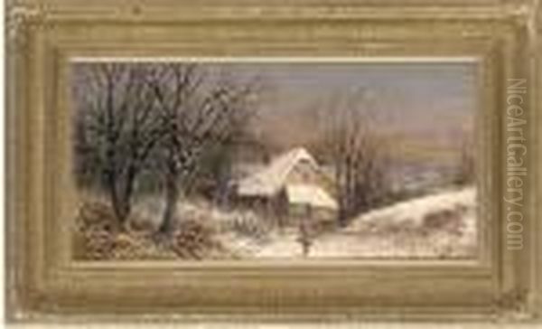 A Faggott Gatherer Before A Cottage In A Winter Landscape - view 1