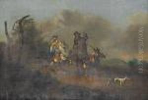 An Elegant Hawking Party On A Country Path by Dirck Willemsz. Stoop