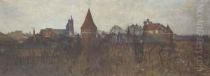 City Walls with the Basilica of the Virgin Mary in the Background, Cracow