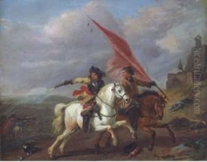 Cavalrymen Protecting The Flag, A Skirmish Beyond