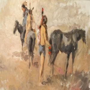 Indians With Their Horses by Georg Stoopendaal