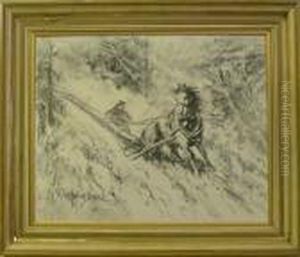 Hast Med Vagn I Skog. by Georg Stoopendaal
