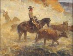 Illustration: A Dusty Cattle Drive. by Herbert Morton Stoops